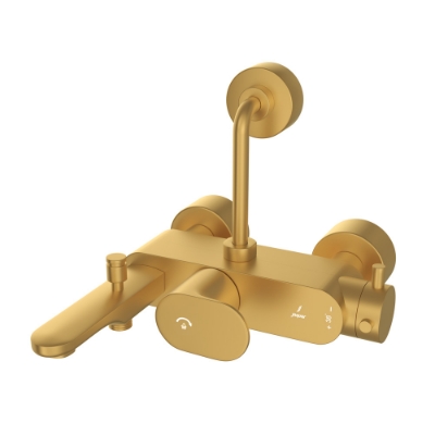 Picture of Exposed Thermostatic Bath & Shower Mixer 3-in-1 System - Gold Matt PVD